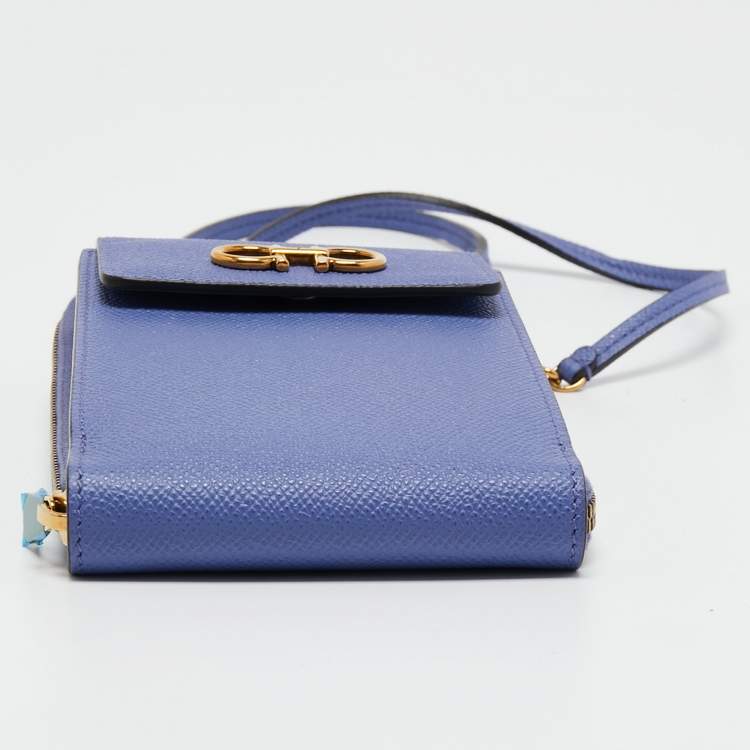 Pre Owned Salvatore Ferragamo Lavender Leather Smartphone Crossbody Bag