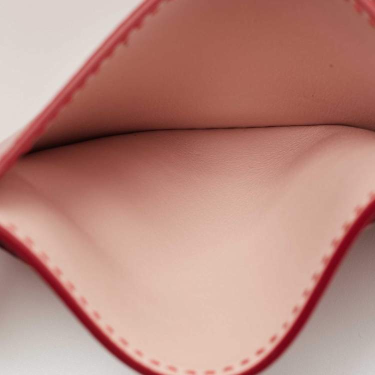 مملوكة مسبقًا Salvatore Ferragamo Red/Pink Leather Card Holder