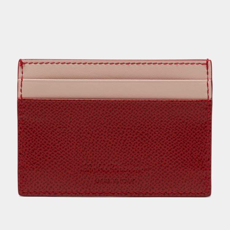 مملوكة مسبقًا Salvatore Ferragamo Red/Pink Leather Card Holder