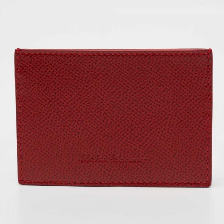مملوكة مسبقًا Salvatore Ferragamo Red/Pink Leather Card Holder