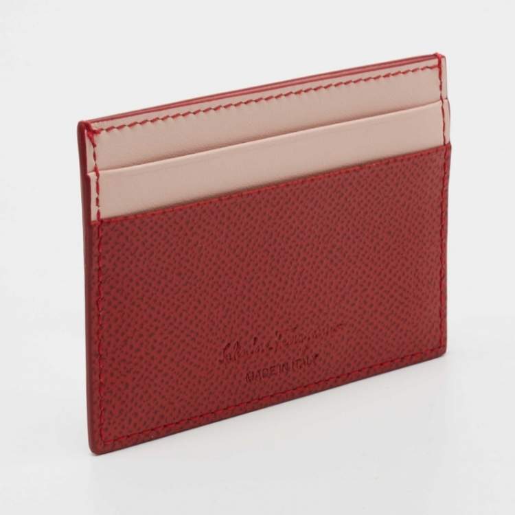 مملوكة مسبقًا Salvatore Ferragamo Red/Pink Leather Card Holder