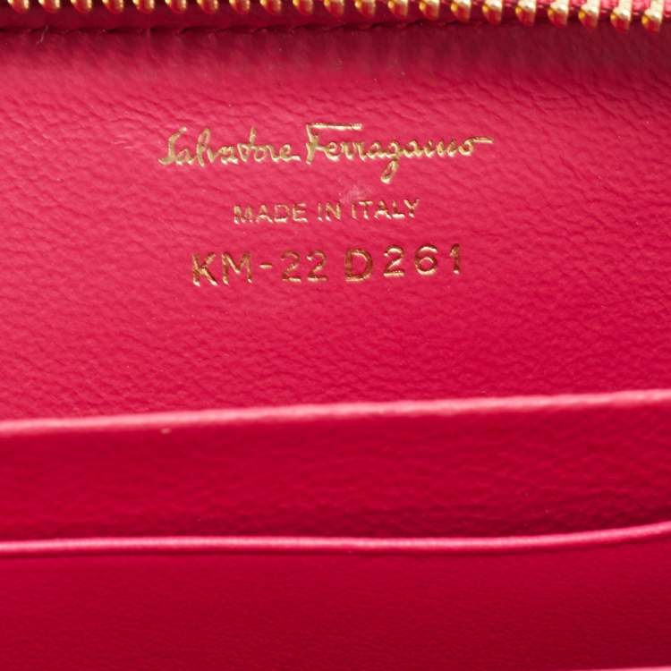 Pre Owned Salvatore Ferragamo Multicolor Floral Print Leather Zip Around Compact Wallet