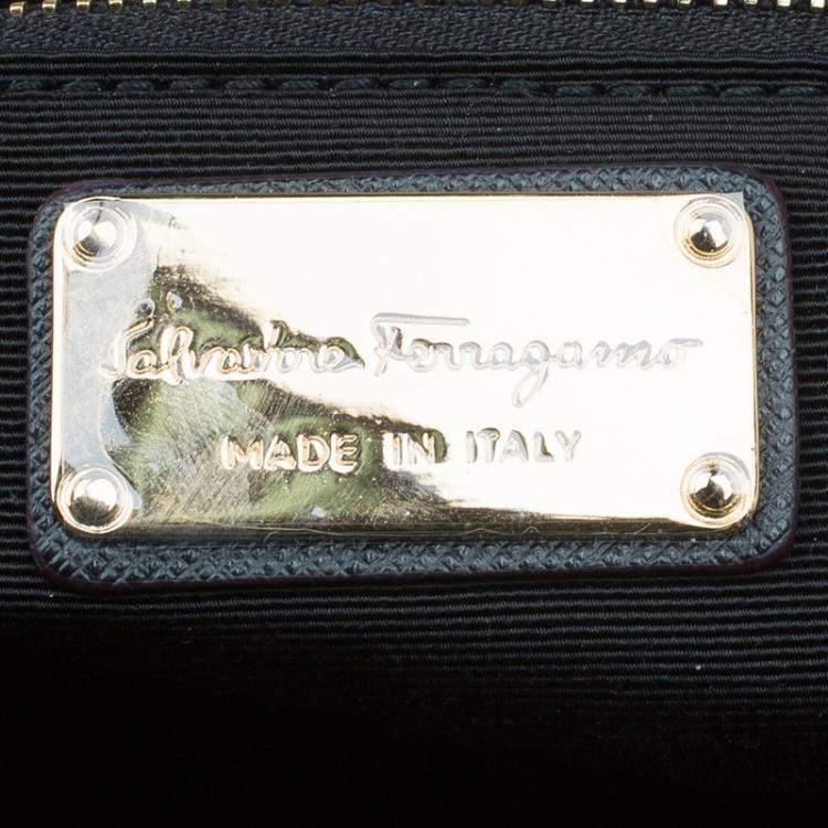 Pre Owned Salvatore Ferragamo Leopard Print Textured Leather Large Beky Tote