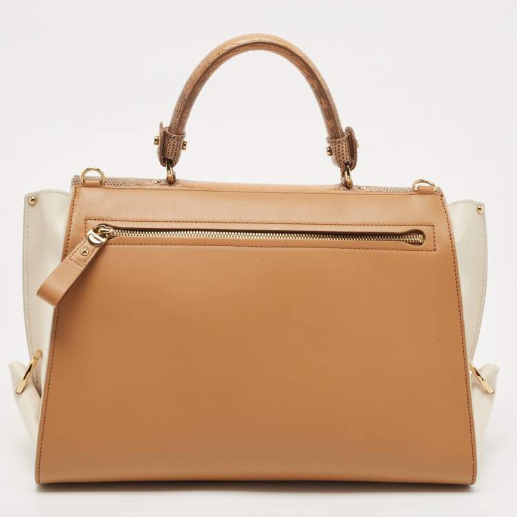 مملوكة مسبقًا Salvatore Ferragamo Beige Lizard and Leather Large Sofia Top Handle Bag