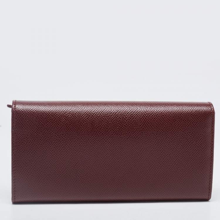 Pre Owned Salvatore Ferragamo Burgundy Leather Gancini Bit Continental Wallet