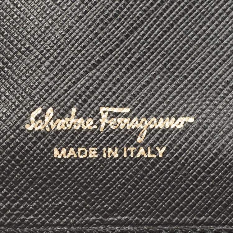 Pre Owned Salvatore Ferragamo Black Leather Vara Bow Continental Wallet