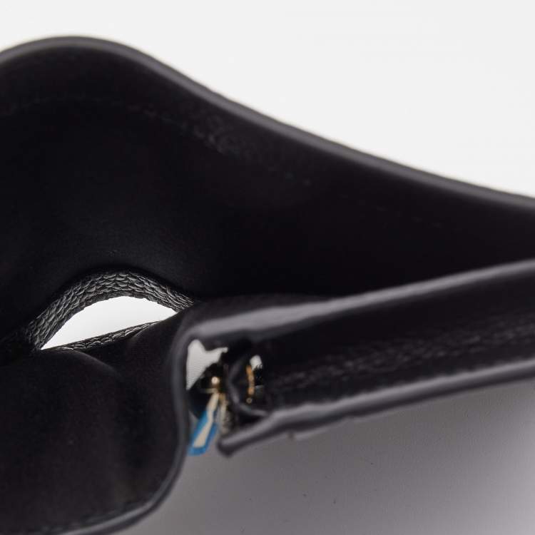Pre Owned Salvatore Ferragamo Black Gancini Embossed Flap Card Case