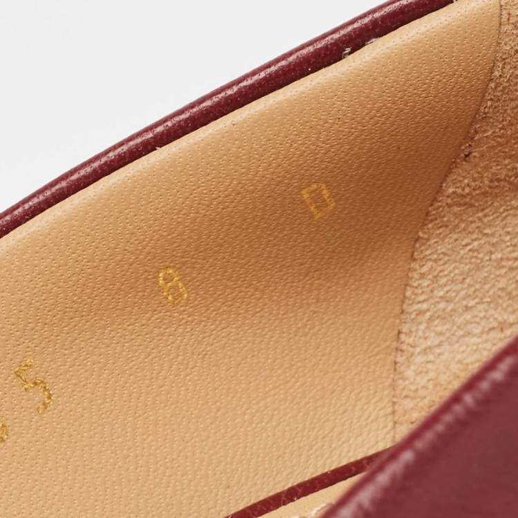 Pre Owned Salvatore Ferragamo Burgundy Leather Fiamma Pumps Size 38.5