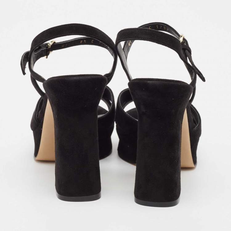 Pre Owned Salvatore Ferragamo Black Suede Ankle Strap Sandals Size 39
