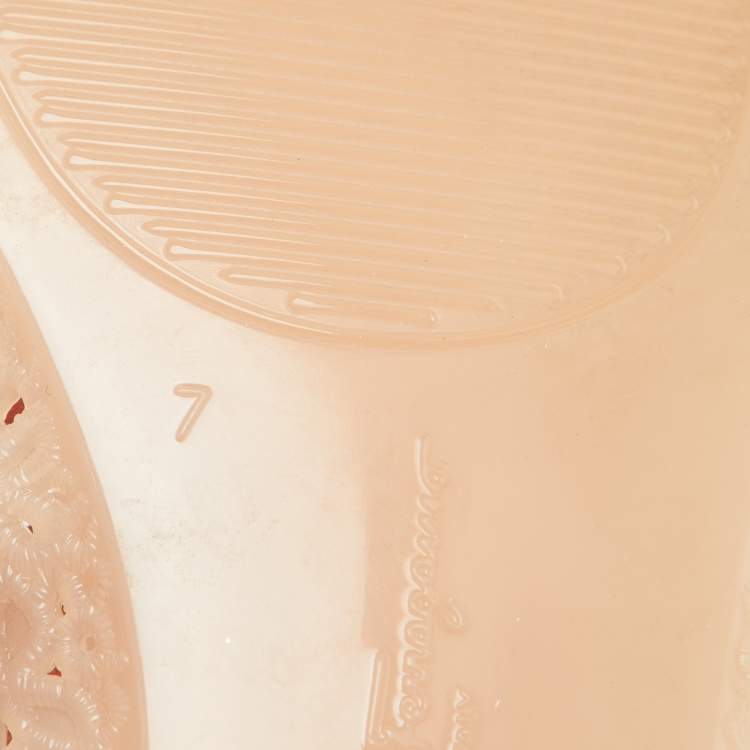 Pre Owned Salvatore Ferragamo Beige Nilly Jelly Bow Ballet Flats Size 37.5
