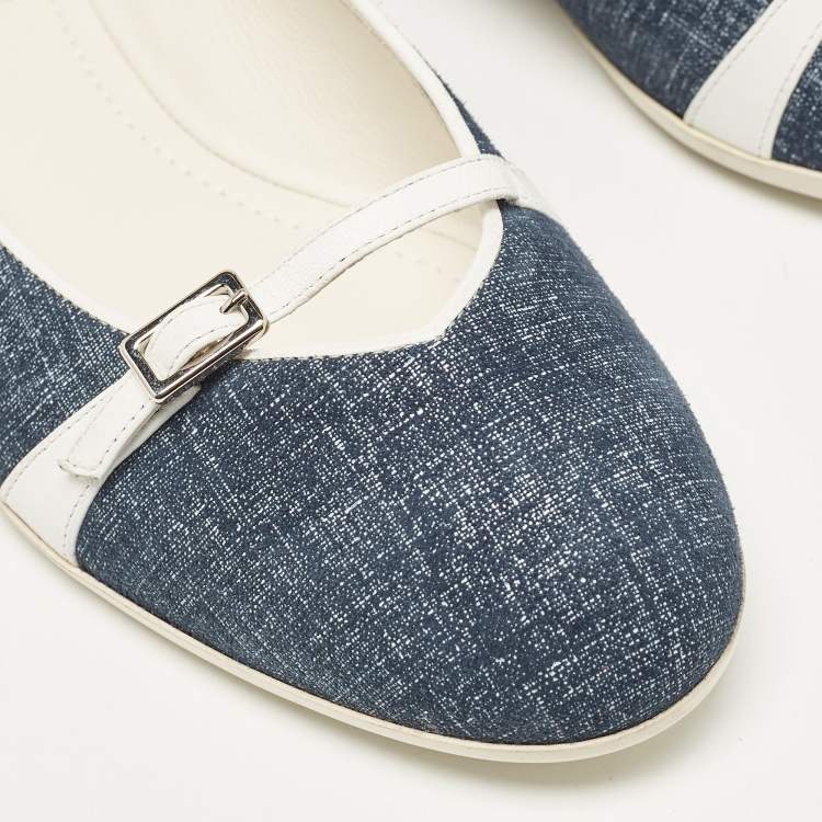 Pre Owned Salvatore Ferragamo Blue Denim Audrey Ballet Flats Size 40.5