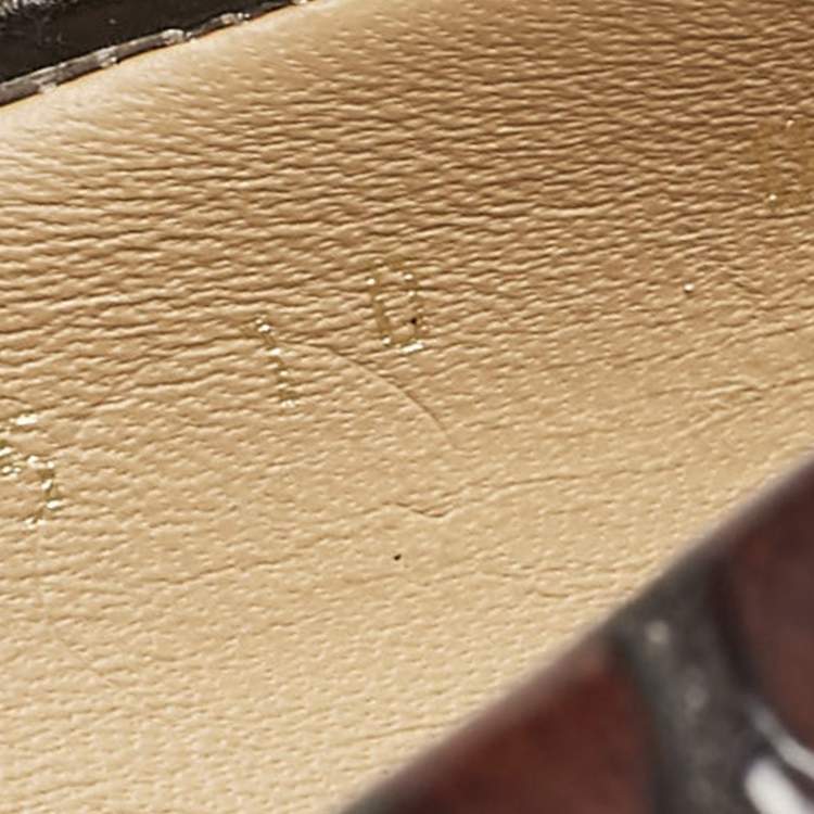 مملوكة مسبقًا Salvatore Ferragamo Ombre Brown Crocodile Carla Pumps Size 40.5