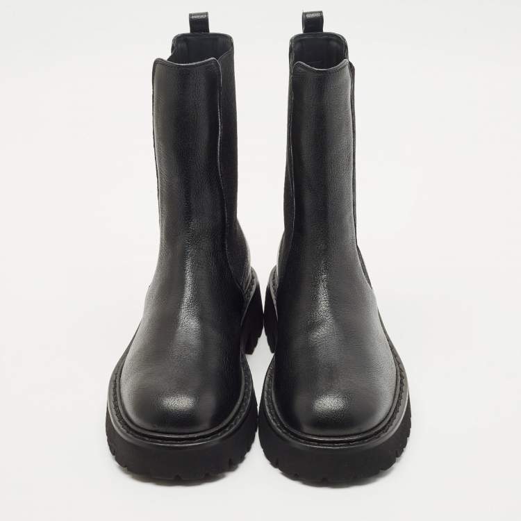 Pre Owned Salvatore Ferragamo Black Leather Oderico Ankle Boots Size 39.5