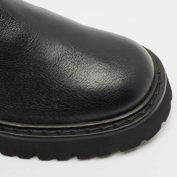 Pre Owned Salvatore Ferragamo Black Leather Oderico Ankle Boots Size 39.5