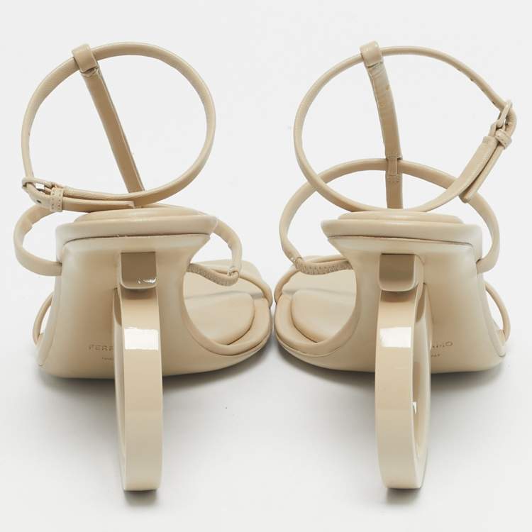 Pre Owned Salvatore Ferragamo Beige Leather Elina X5 Sandals Size 38