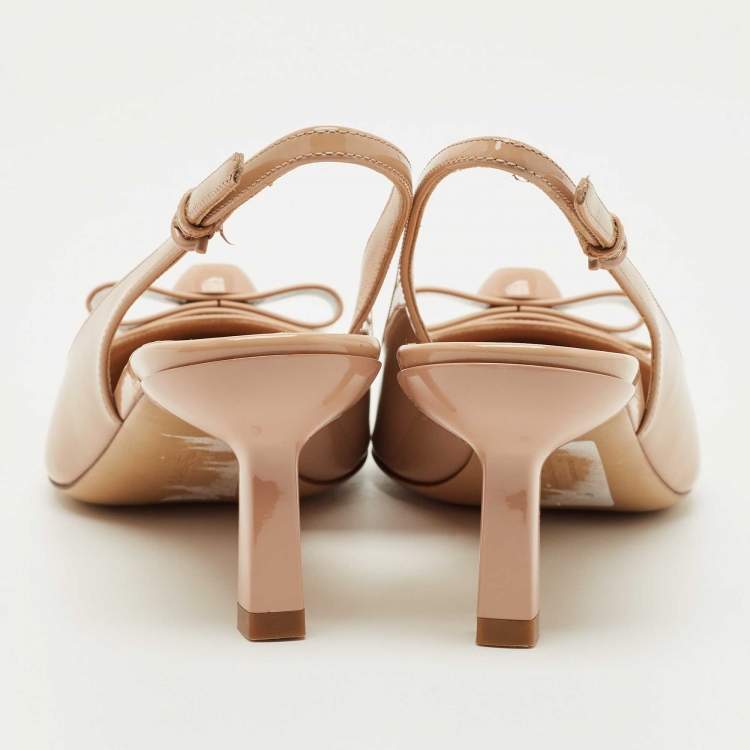 Pre Owned Salvatore Ferragamo Beige Patent Leather Karine Pumps Size 37