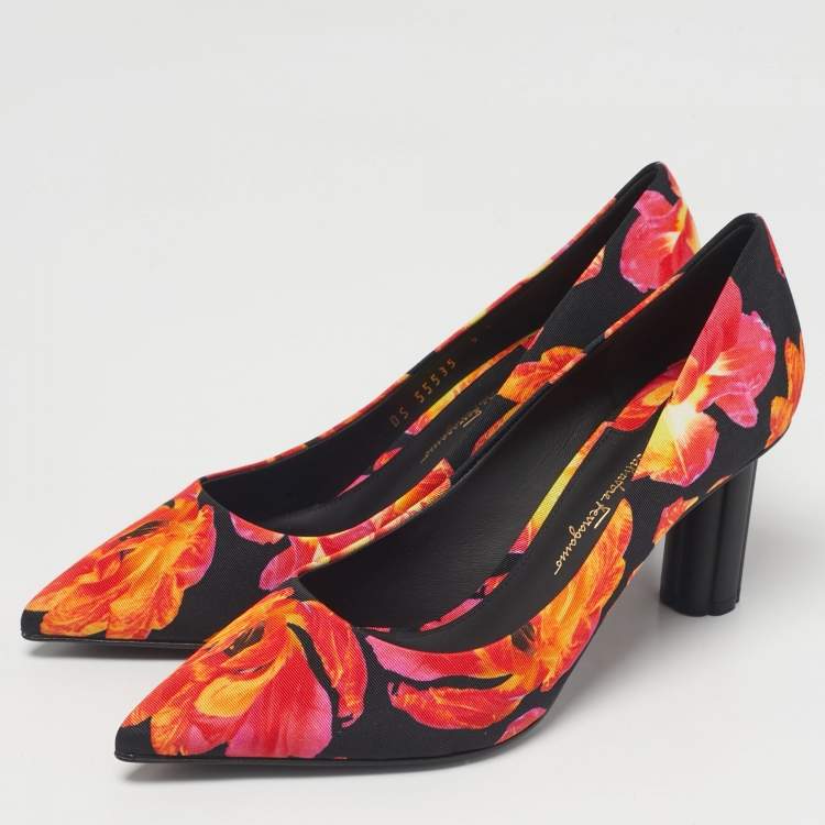Pre Owned Salvatore Ferragamo Multicolor Floral Fabric Badia Pumps Size 39.5