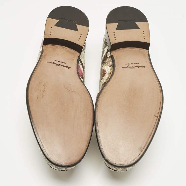 Pre Owned Salvatore Ferragamo Multicolor Flower Printed Leather Bit Slip On Loafers Size 40.5