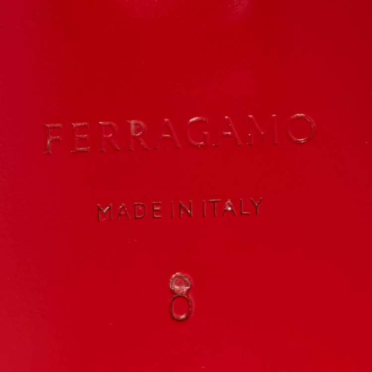 Pre Owned Salvatore Ferragamo Red Leather Astro Slide Sandals Size 38.5