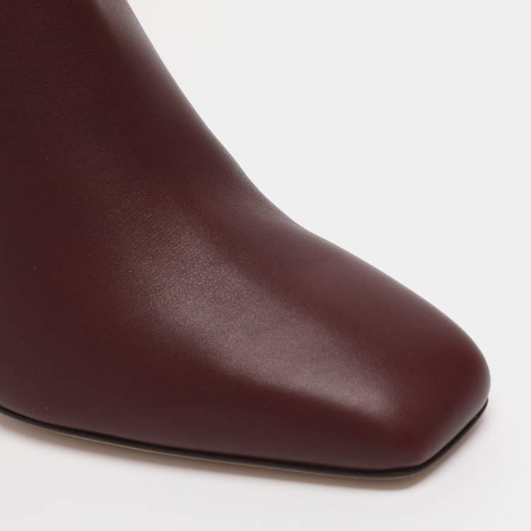 Pre Owned Salvatore Ferragamo Burgundy Leather Blavy Knee Length Boots Size 38.5