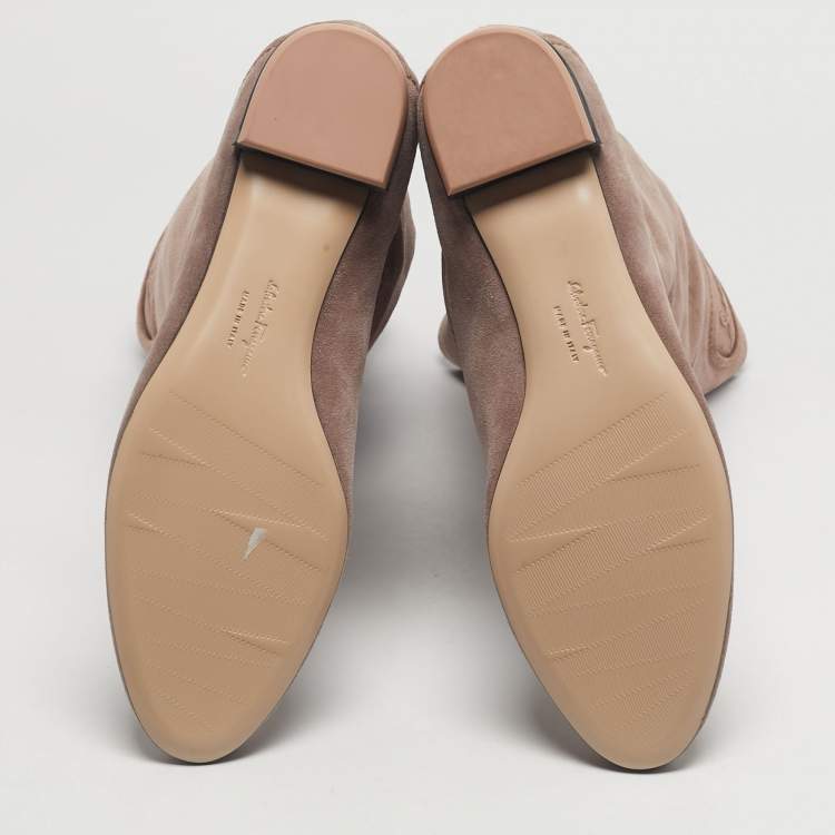 Pre Owned Salvatore Ferragamo Dusty Pink Suede My Sweet Calf Length Boots Size 40