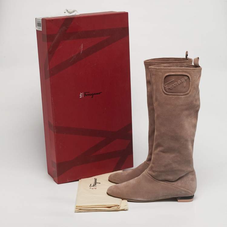 Pre Owned Salvatore Ferragamo Dusty Pink Suede My Sweet Calf Length Boots Size 40