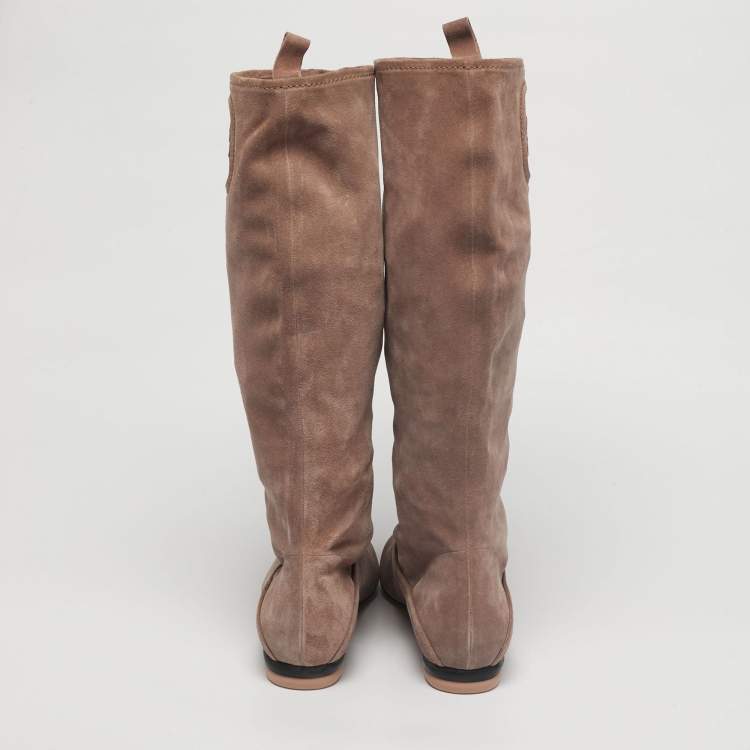 Pre Owned Salvatore Ferragamo Dusty Pink Suede My Sweet Calf Length Boots Size 40