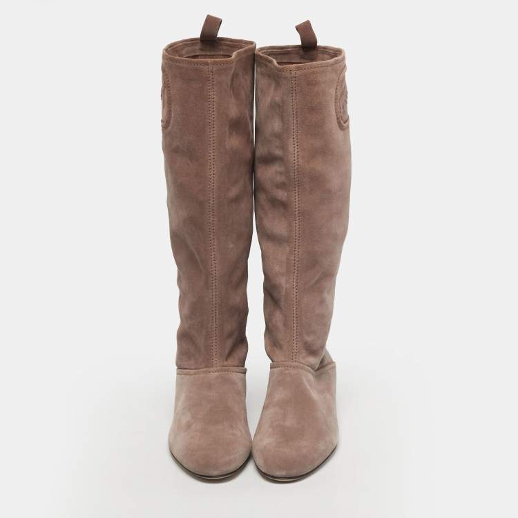 Pre Owned Salvatore Ferragamo Dusty Pink Suede My Sweet Calf Length Boots Size 40