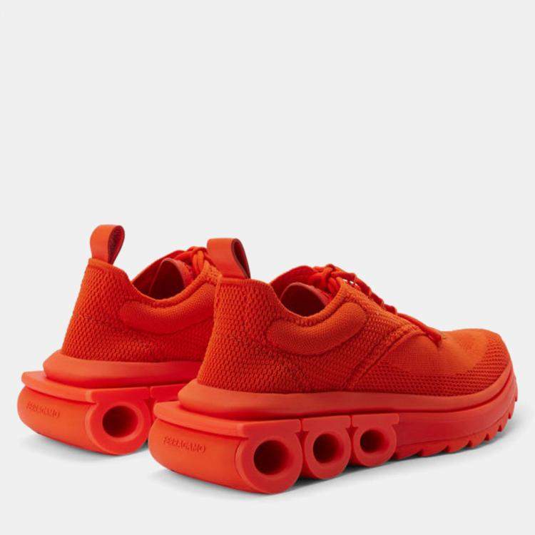 Pre Owned Salvatore Ferragamo Orange Mesh Sneaker
