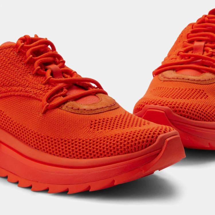 Pre Owned Salvatore Ferragamo Orange Mesh Sneaker