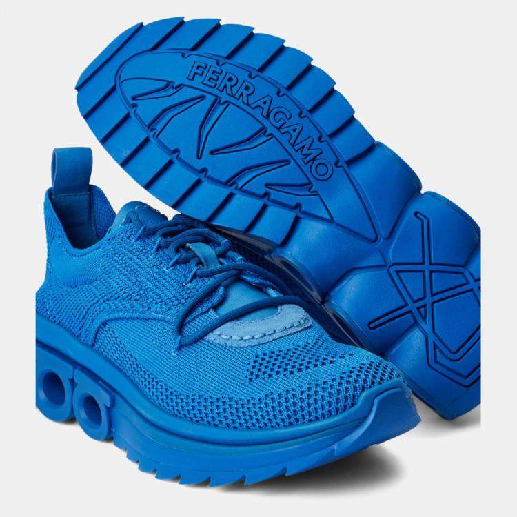 Pre Owned Salvatore Ferragamo Nima Knit 1 Blue Mesh Sneaker