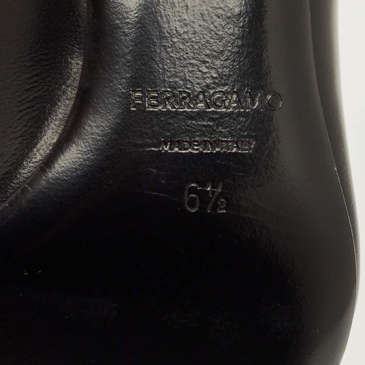 Pre Owned Salvatore Ferragamo Erica Size 37 Black Leather Pumps