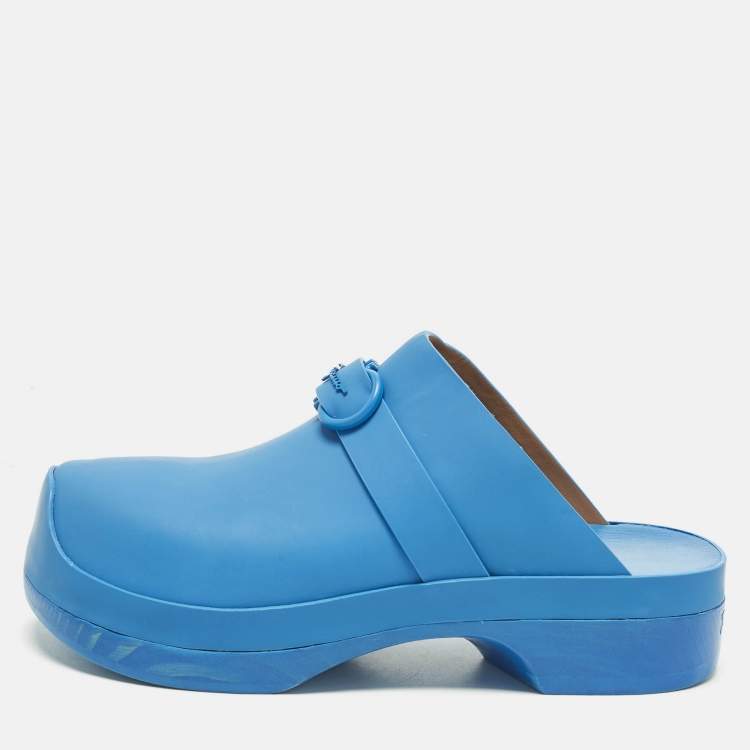 Pre Owned Salvatore Ferragamo Nope Size 39.5 Blue Leather Clogs