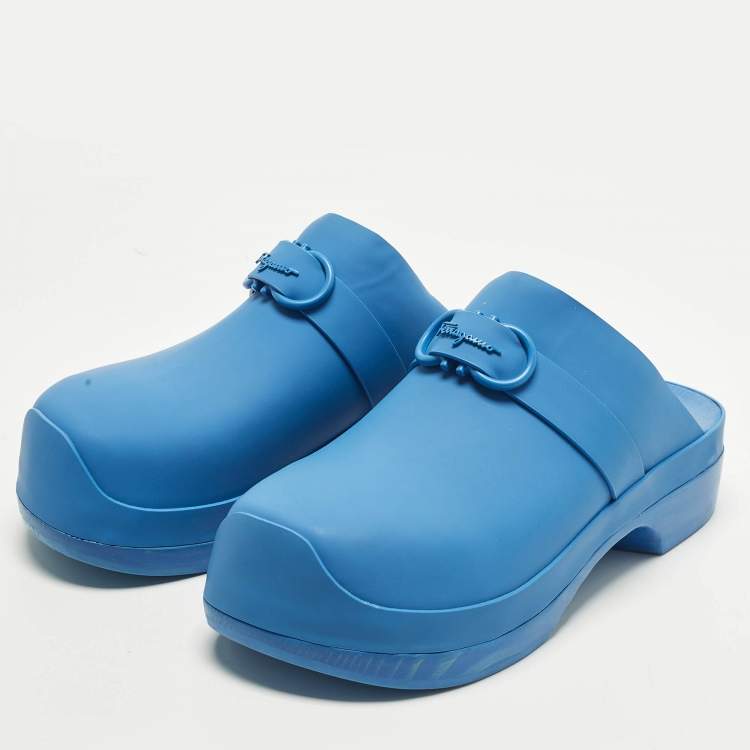 Pre Owned Salvatore Ferragamo Nope Size 39.5 Blue Leather Clogs