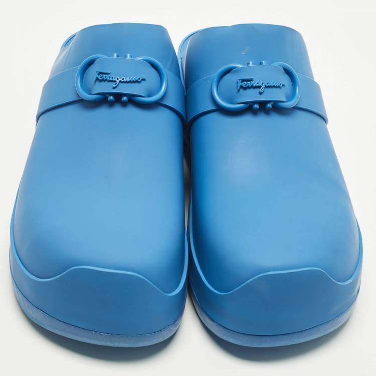 Pre Owned Salvatore Ferragamo Nope Size 39.5 Blue Leather Clogs