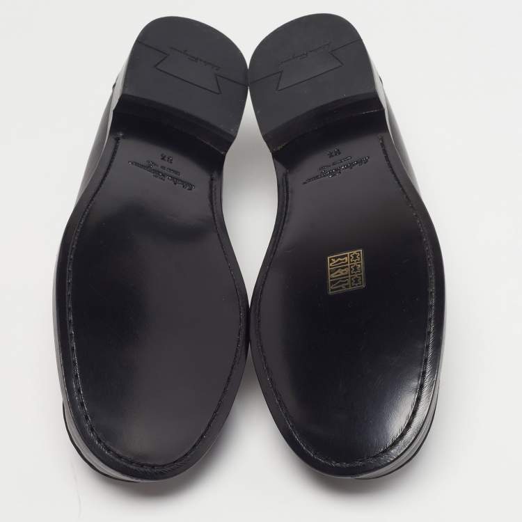 Pre Owned Salvatore Ferragamo Gancini Size 39 Black Leather Slip On Loafers
