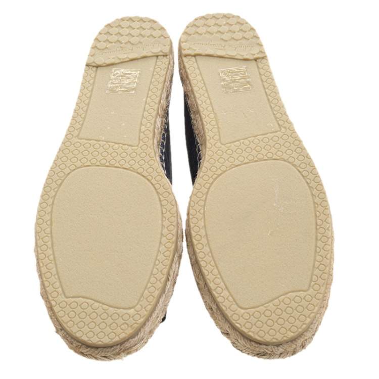 Pre Owned Salvatore Ferragamo Mandy Denim Printed Suede Espadrille Flats Size 40.5