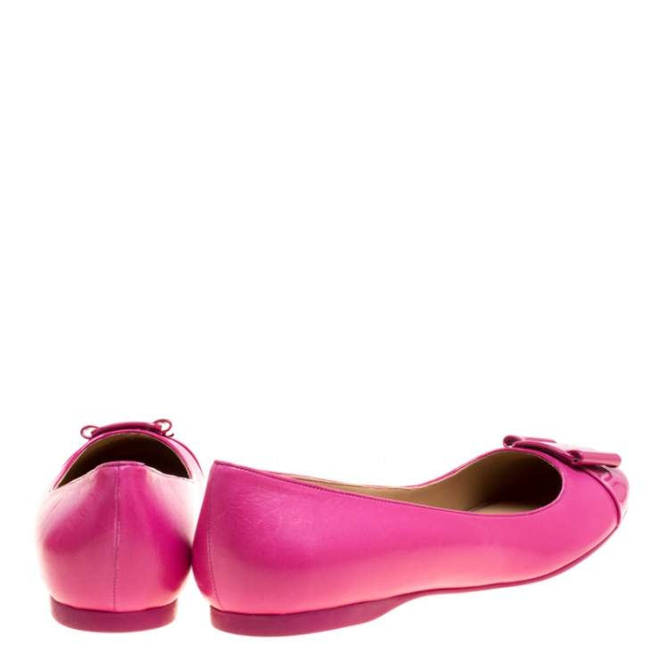 مملوكة مسبقًا Salvatore Ferragamo Pink Leather Petrina Cap Toe Ballet Flats Size 41