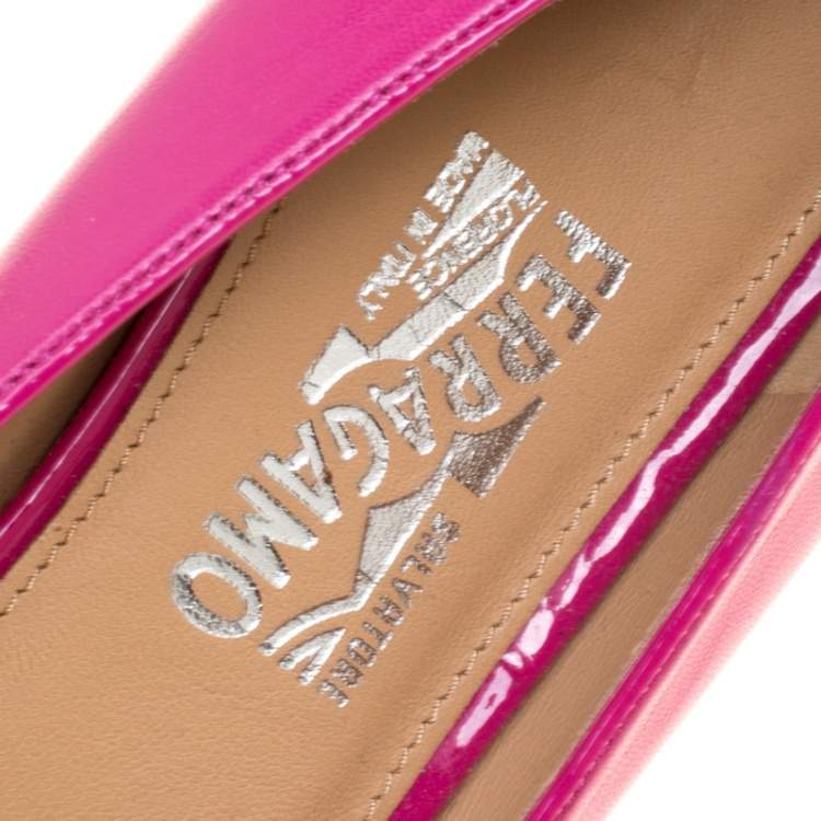مملوكة مسبقًا Salvatore Ferragamo Pink Leather Petrina Cap Toe Ballet Flats Size 41