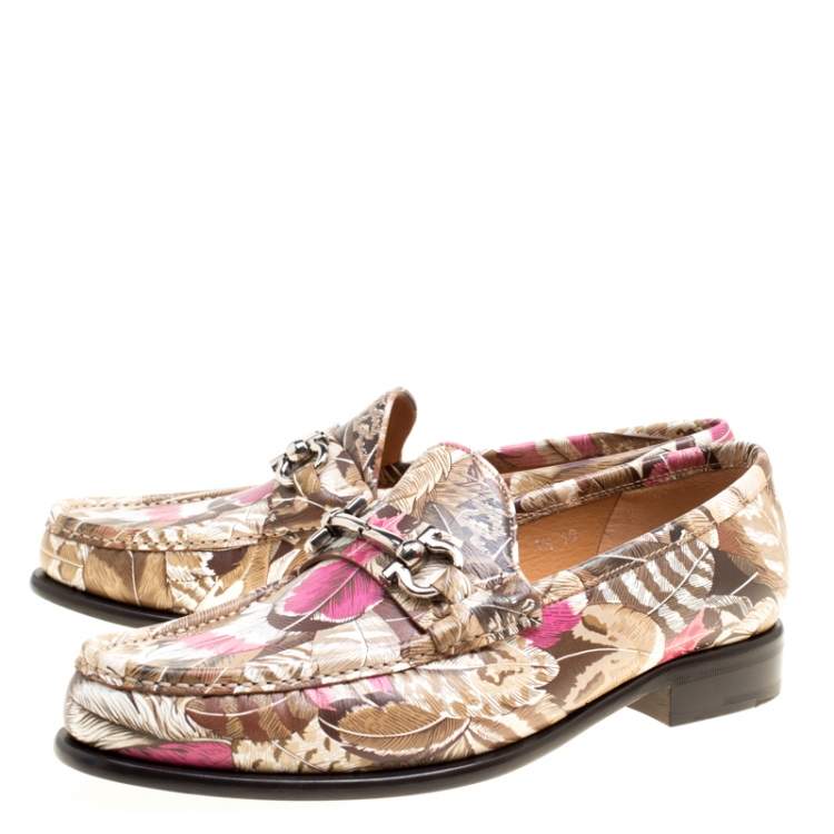 Pre Owned Salvatore Ferragamo Women Printed Leather Mason Gancio Bit Loafers Size 40