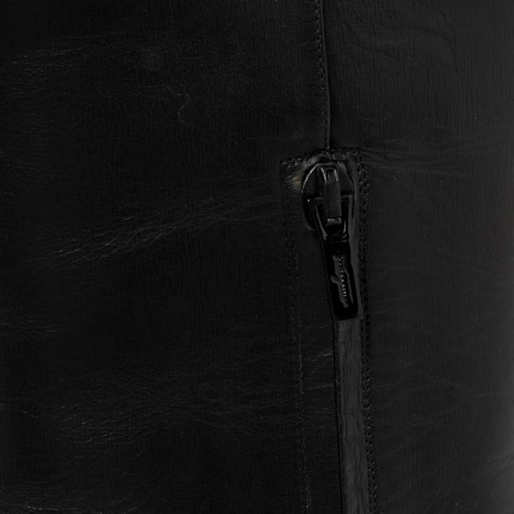 Pre Owned Salvatore Ferragamo Black Cutout Leather Eyelet Knee Boots Size 38.5