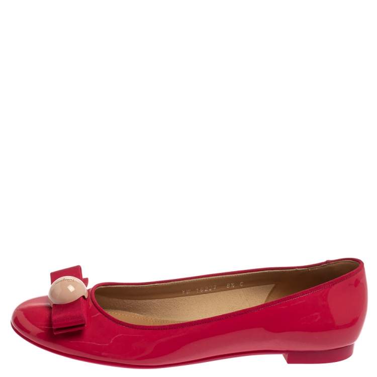 Pre Owned Salvatore Ferragamo Pink Patent Leather Ballet Flats Size 39
