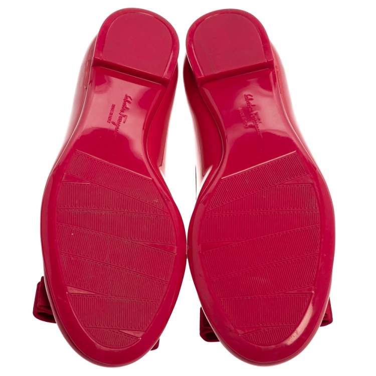 Pre Owned Salvatore Ferragamo Pink Patent Leather Ballet Flats Size 39