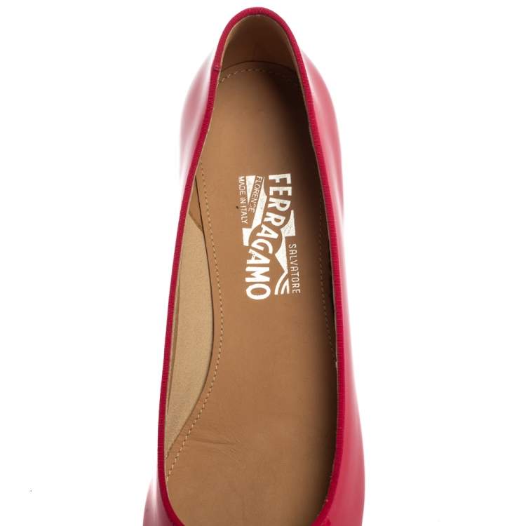 Pre Owned Salvatore Ferragamo Pink Patent Leather Ballet Flats Size 39