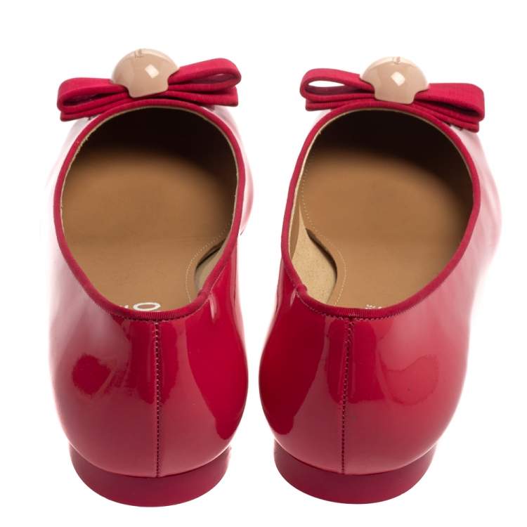 Pre Owned Salvatore Ferragamo Pink Patent Leather Ballet Flats Size 39