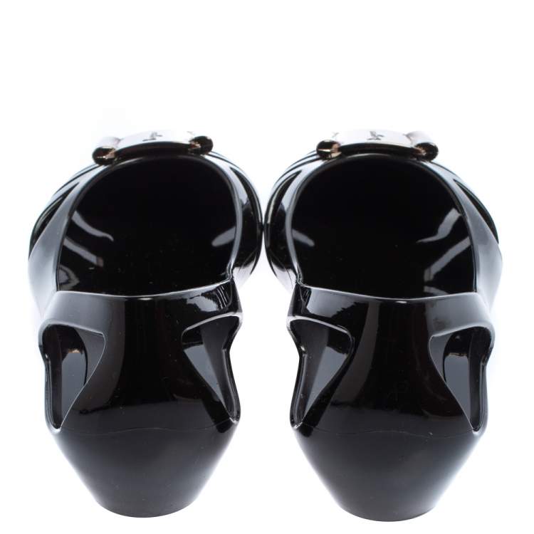 Pre Owned Salvatore Ferragamo Black Jelly Bermuda Ballerina Flats Size 40.5