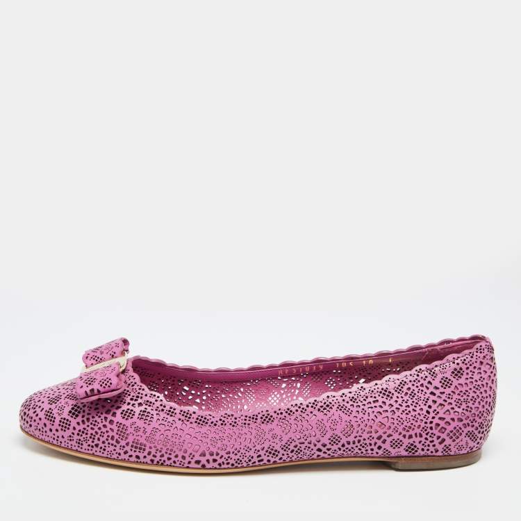 ferragamo laser cut flats