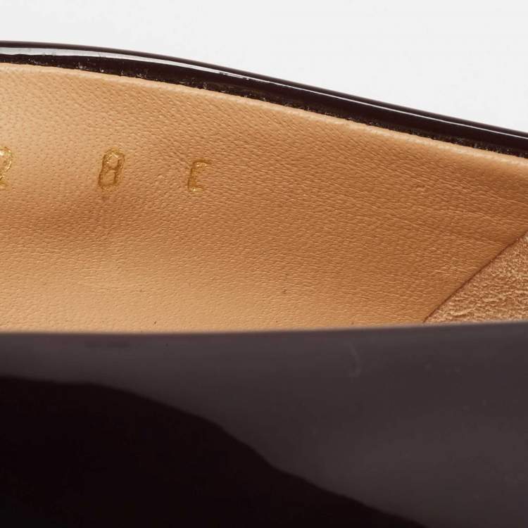 Pre Owned Salvatore Ferragamo Burgundy Patent Leather Varina Ballet Flats Size 38.5