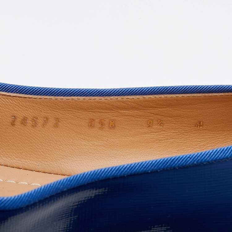 مملوكة مسبقًا Salvatore Ferragamo Blue Patent Leather My Knot Ballet Flats Size 40