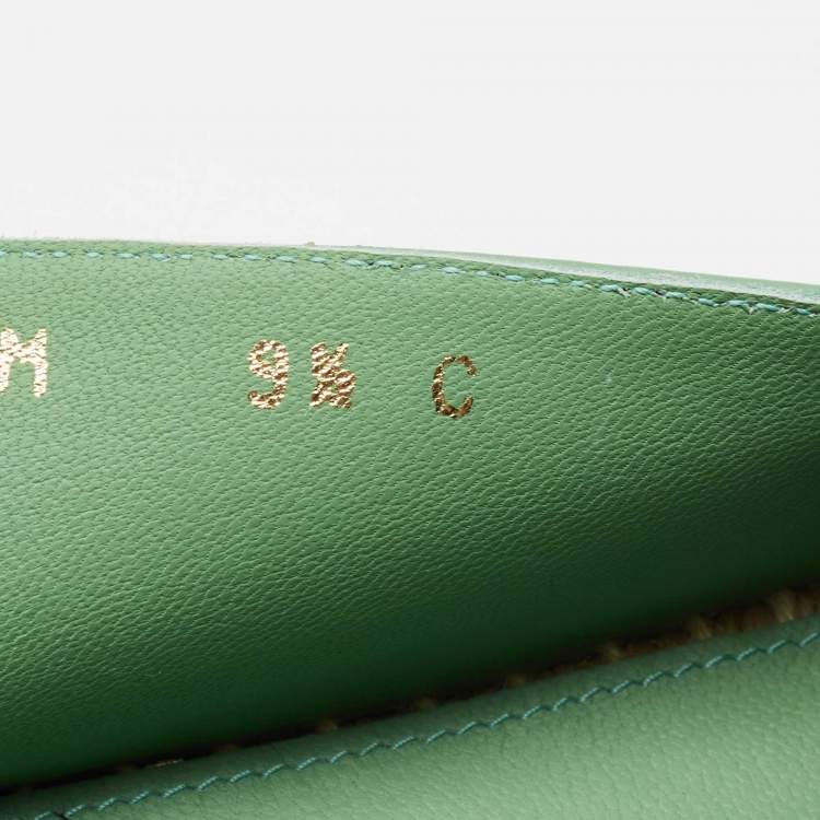 Pre Owned Salvatore Ferragamo Green Leather Sannio Espadrille Flats Size 40